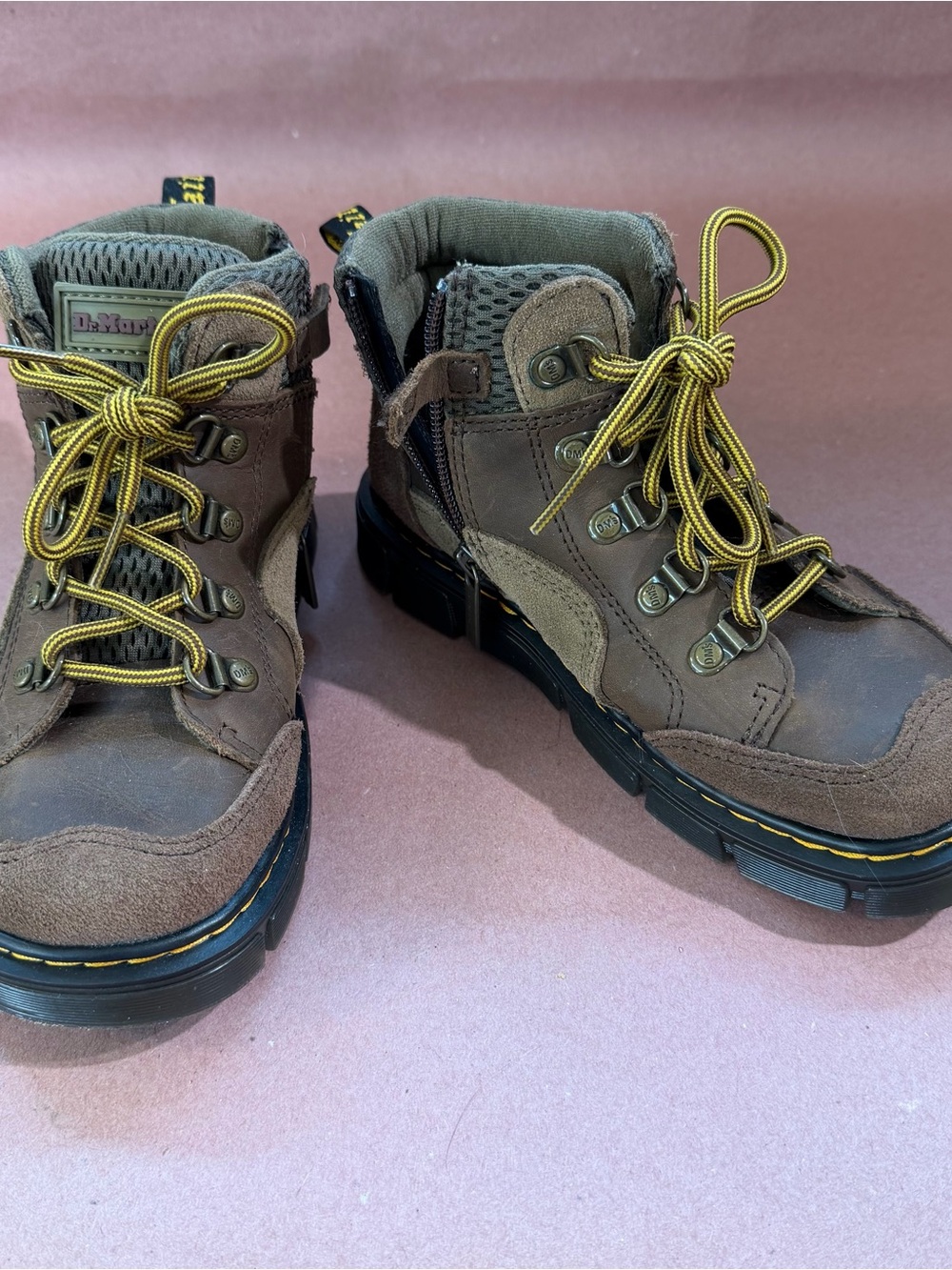 Dr. Martens Raffe Brown Kids Lace-Up Ankle Hiking Boots